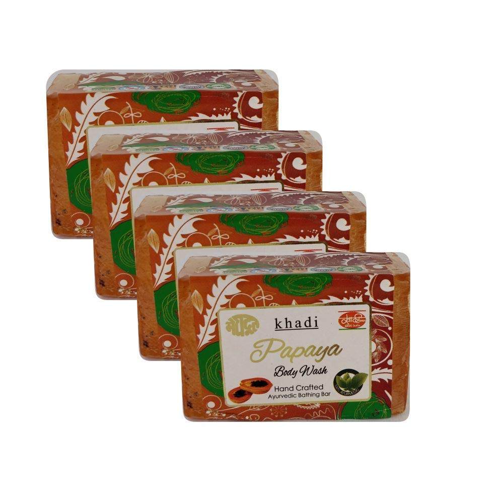 Meghdoot Papaya Body Wash Soap - 125g (Pack of 4) | Natural Exfoliating & Moisturizing Cleanser for Soft Skin | Perfect for Daily Shower & Spa Relaxation