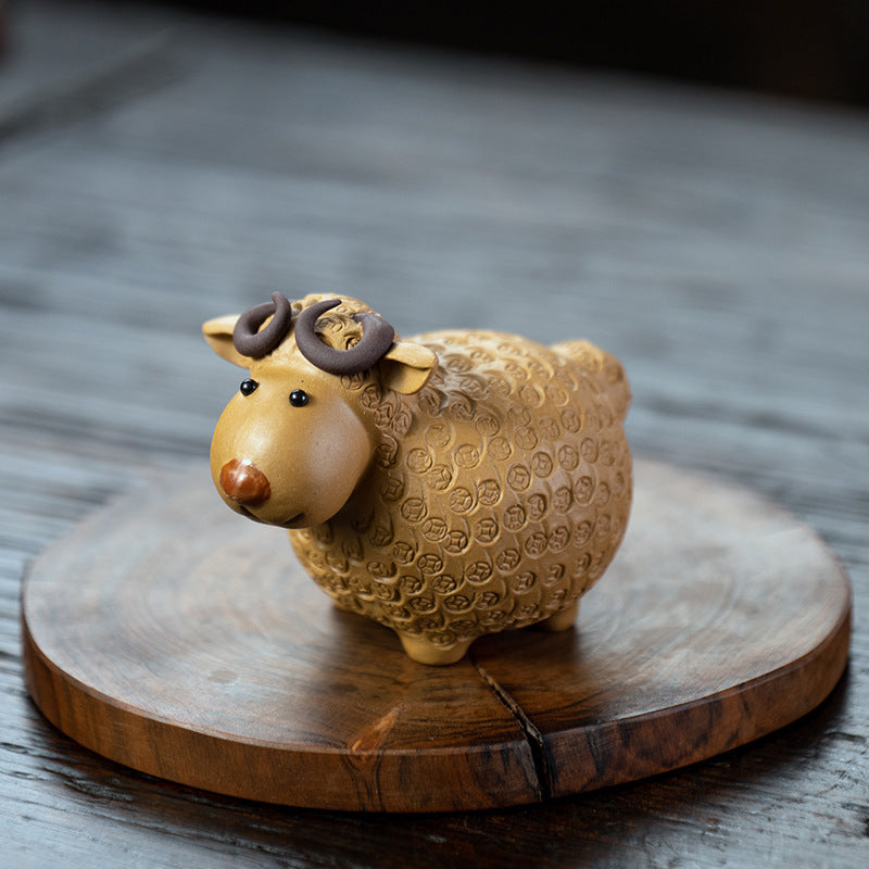 Authentic Yixing Clay Sheep Tea Pet - Handcrafted Chinese Tea Companion for Tea Ceremony & Meditation - Perfect Gift for Tea Lovers