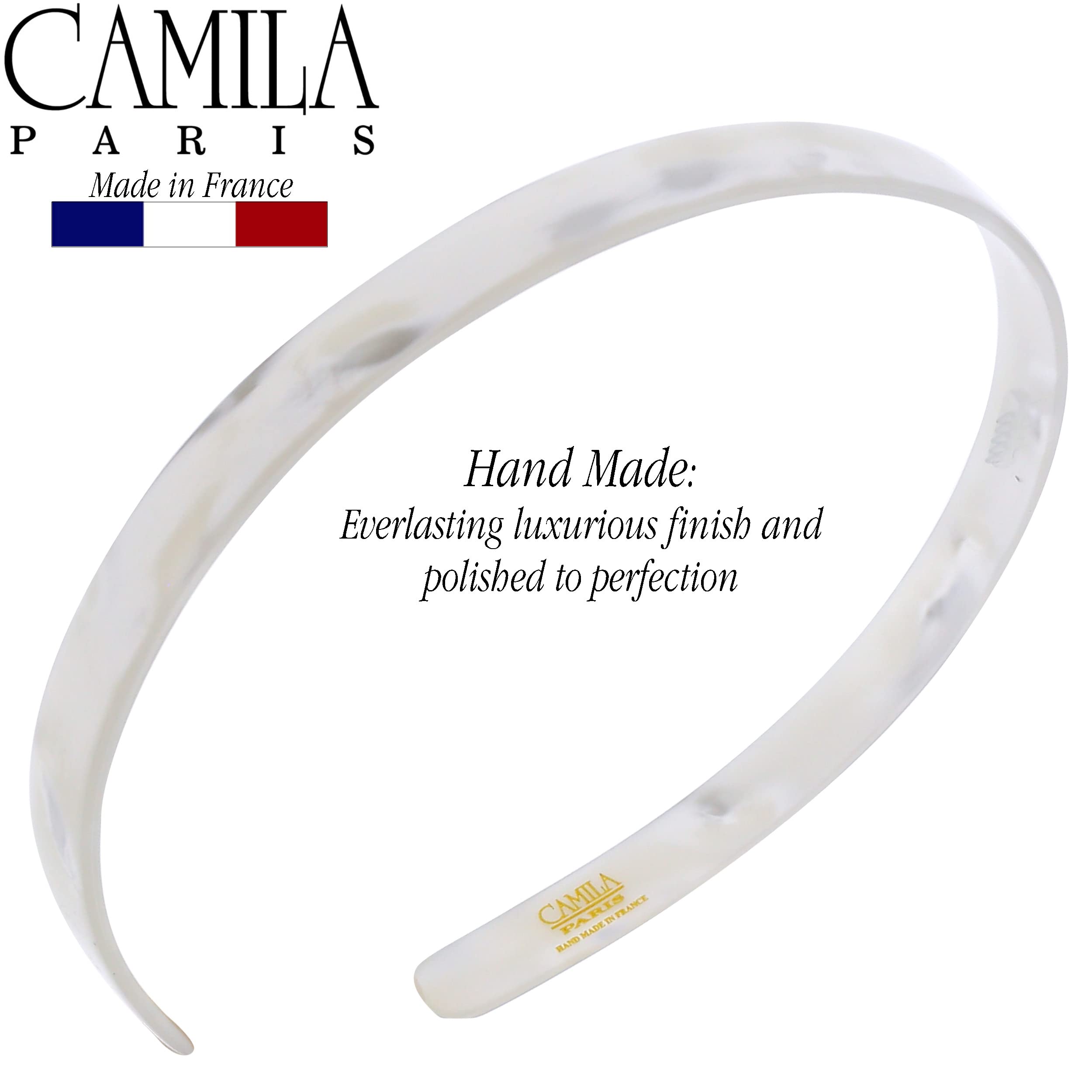 Camila Paris CP3351 French Headband for Women - Handmade White Hair Band with Strong Hold Grip | Lightweight & Flexible No-Slip Design | Durable Styling Hair Accessory Made in France | Perfect for Weddings, Work & Everyday Wear