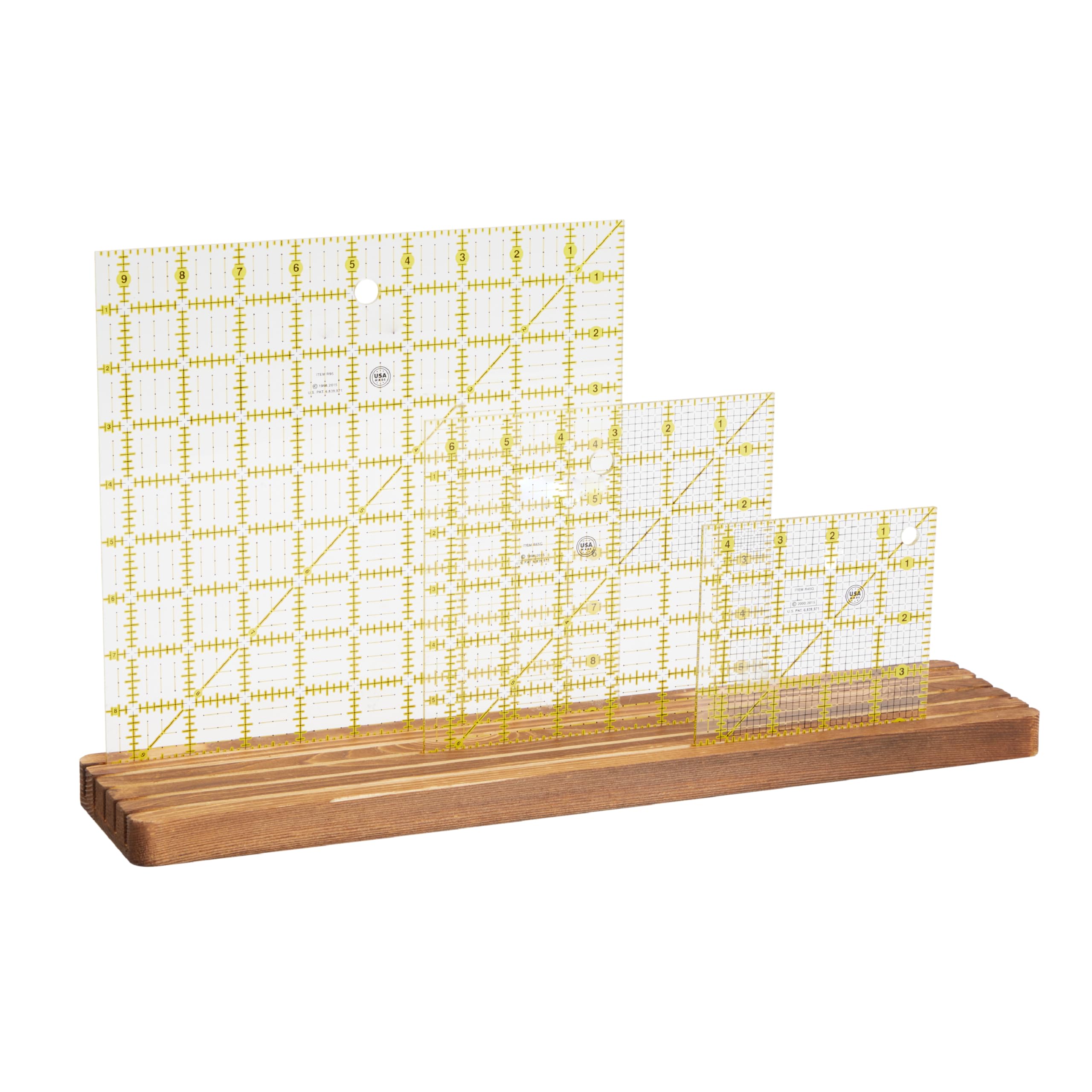 5-Slot Wooden Quilting Ruler Stand & Template Organizer - 17 x 4 Inches Sewing Storage for Quilting, Patchwork & Crafting - Perfect for Sewing Rooms, Craft Tables & DIY Projects