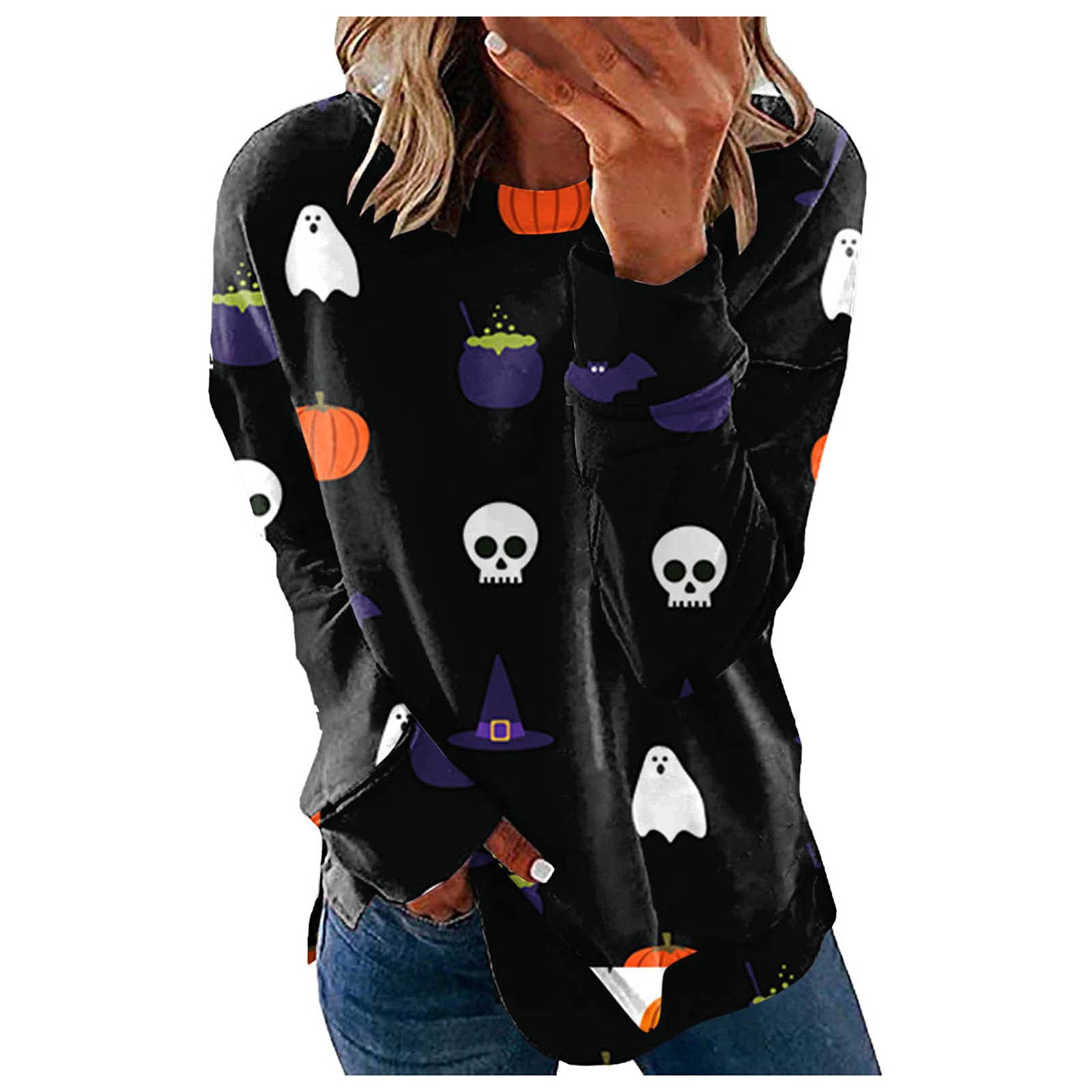 Women's Oversized Graphic Sweatshirt - Halloween Shirts & Casual Fall Tops for Women | Cozy Dailywear for Autumn & Spring Seasons - Perfect for Lounge, Streetwear & Seasonal Outfits