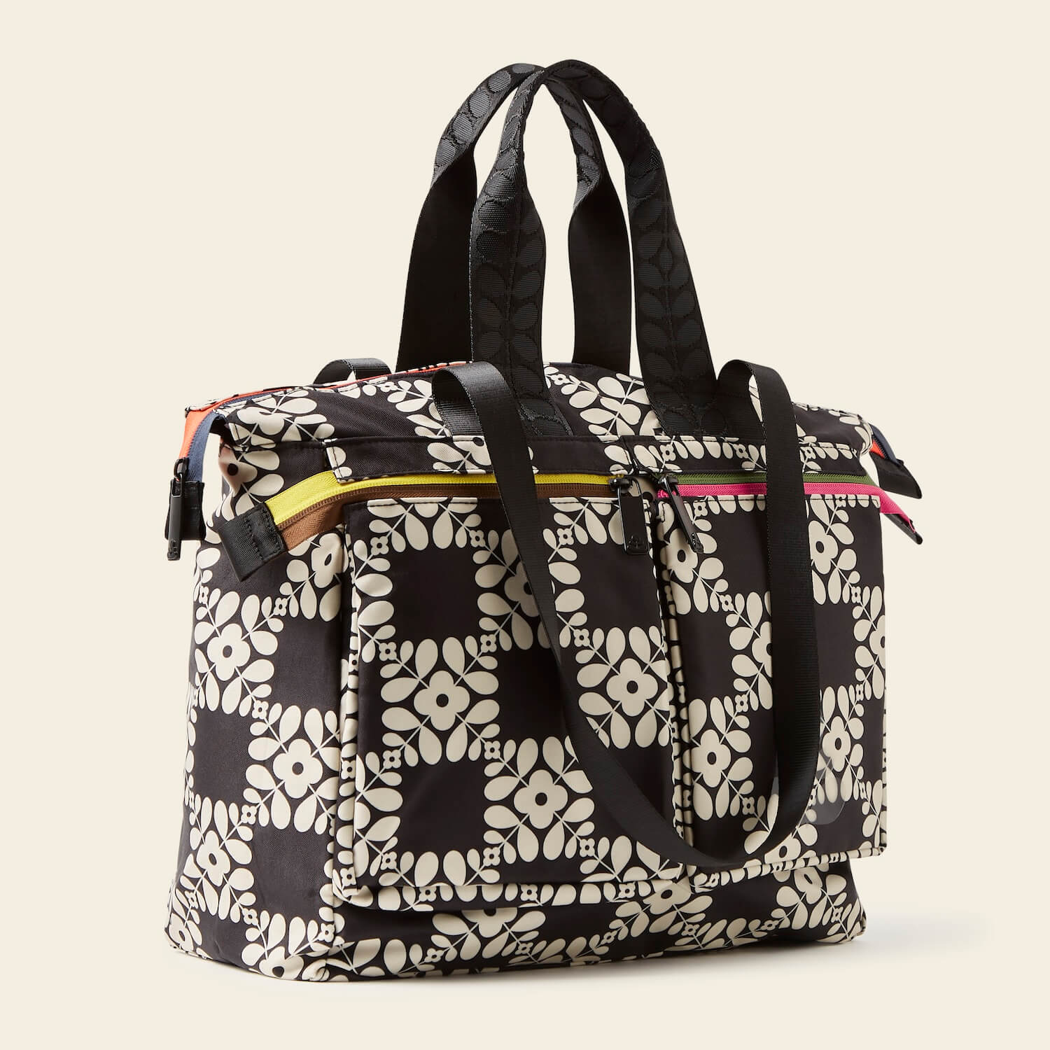 Axis Tote Bag with Lattice Flower Tile Design in Onyx - Stylish & Durable Handbag for Women, Perfect for Work, Travel & Everyday Use