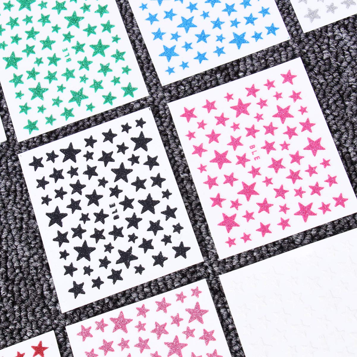 Lurrose 10 Sheet Glitter Star Nail Art Stickers - DIY Self-Adhesive Nail Decals for Women & Girls - Perfect for Parties, Salons & Home Manicures
