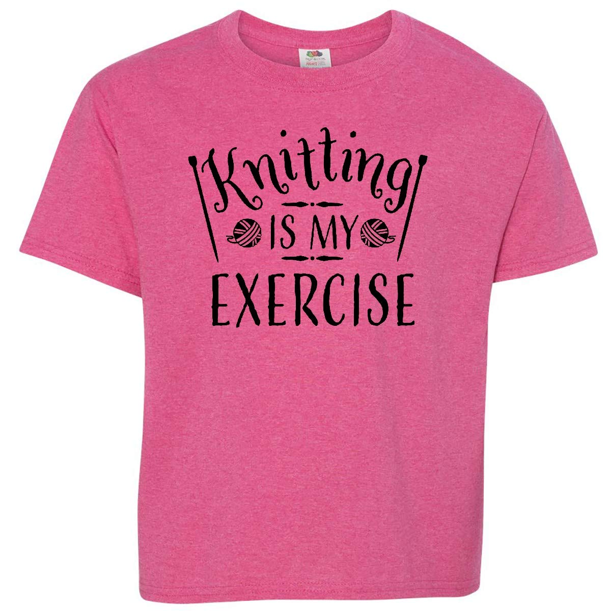 Inktastic 'Knitting is My Exercise' Funny Yarn & Needles Youth T-Shirt - Perfect Gift for Knitting Lovers & Craft Enthusiasts