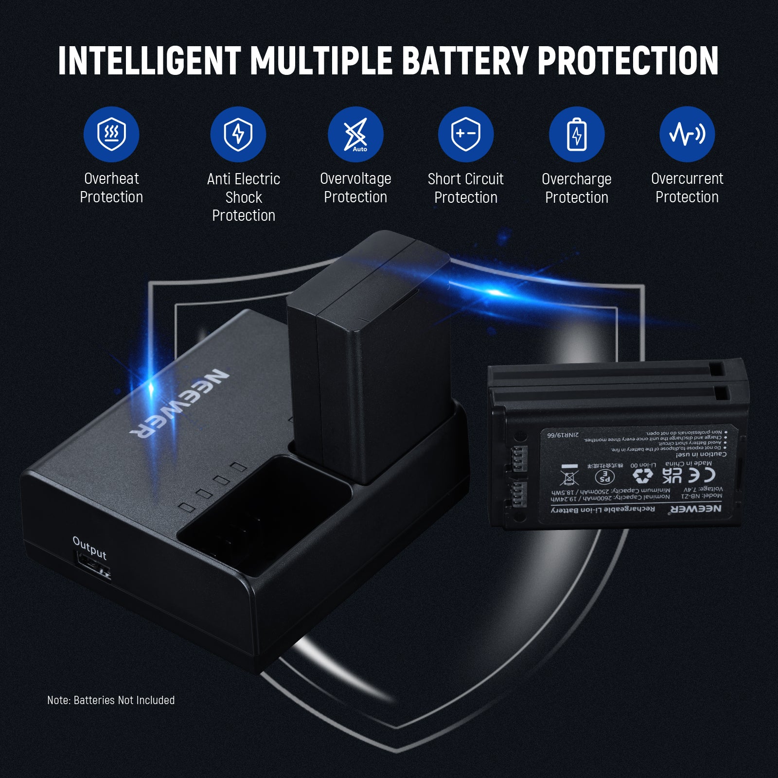 NEEWER NC2 Z1 Dual Slot Battery Charger Kit for Z2 Z1 Z760 Z880 Cameras - Fast Charging & LCD Display - Perfect for Travel, Photography & Professional Use