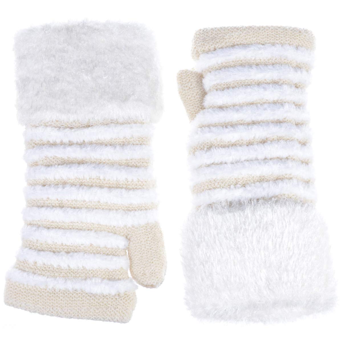 Women's Winter Knit Fingerless Gloves - Fleece Lined Fashion Gloves with Assorted Patterns & Colors for Outdoor Activities, Driving, and Cold Weather Protection