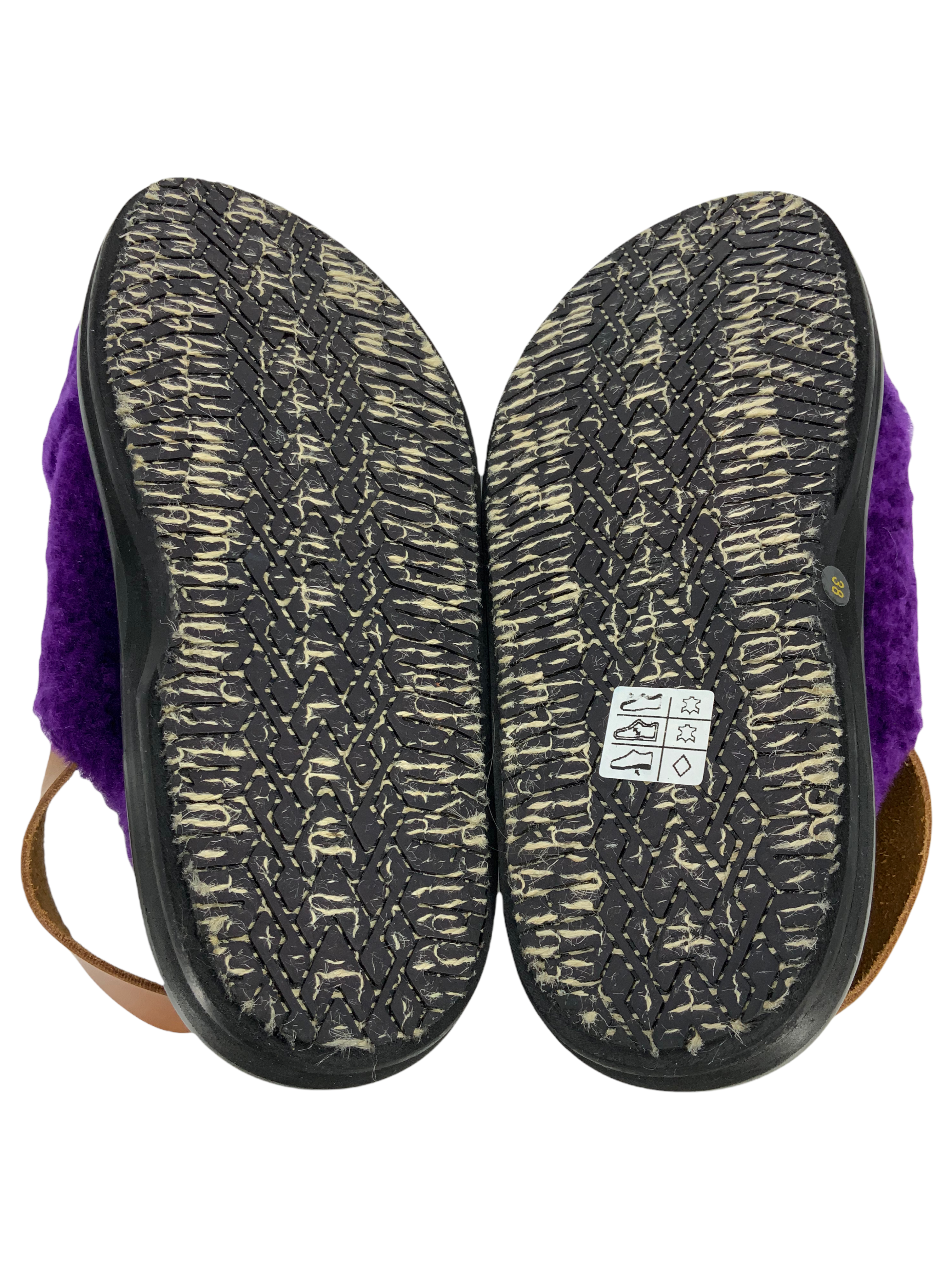 MARNI Shearling Trimmed Leather Sandals Women's Size 8 - Comfortable Luxury Slide Sandals for Casual Outings & Summer Vacations