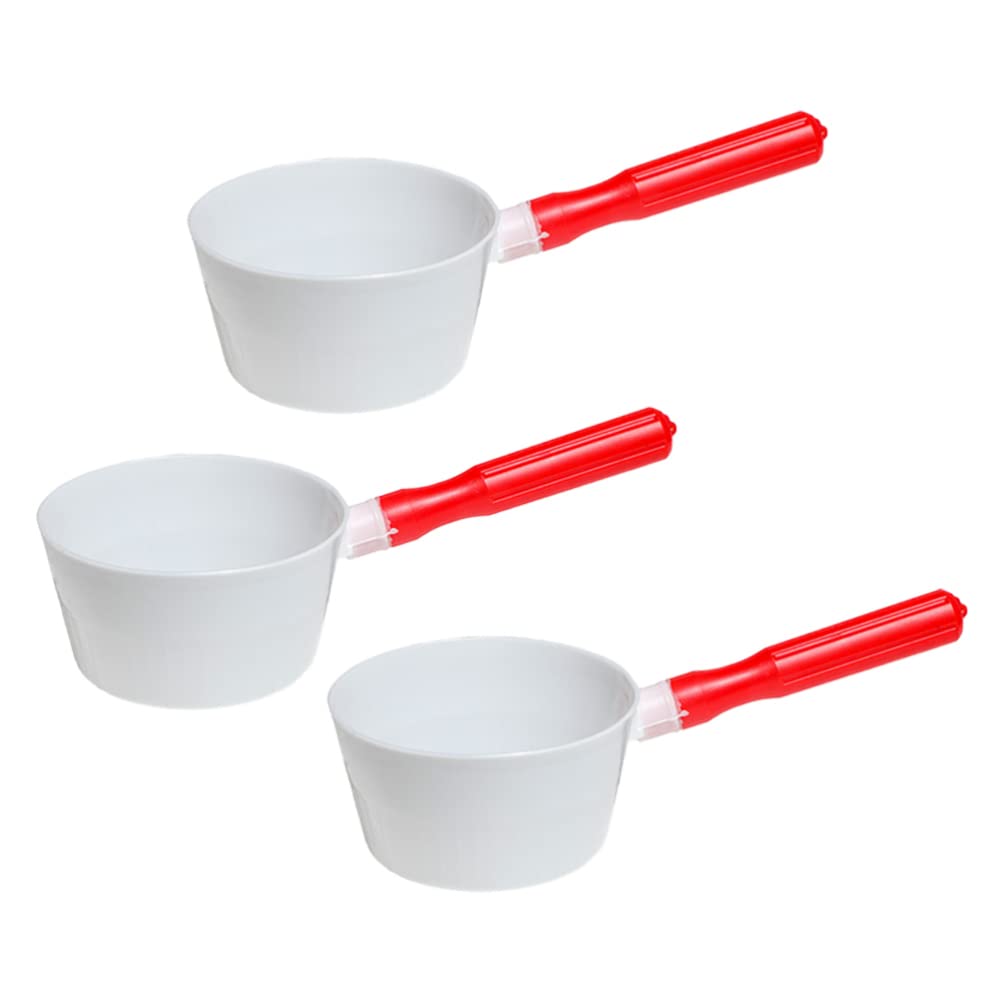 Hemoton Thicken Plastic Water Ladle Scoop 3pcs with Handle - Durable Kitchen & Bathroom Water Dipper for Home, Shower, and Outdoor Use