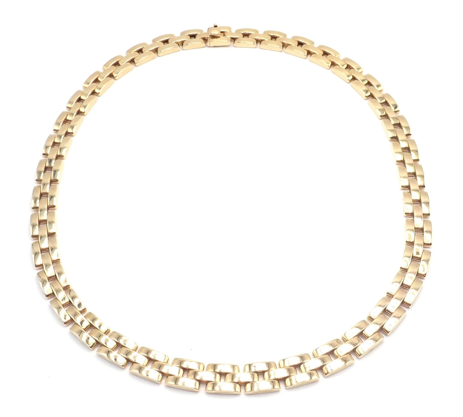Authentic Cartier 3 Row Maillon Panther Panthere 18k Yellow Gold Link Necklace | Luxury Jewelry for Women | Perfect for Weddings, Parties & Special Occasions