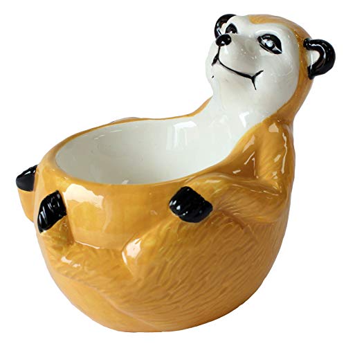 Deluxebase Meerkat Egg Cup - Ceramic Animal Shaped Holder for Boiled Eggs, Cute Kitchen Accessories & Novelty Table Decor - Perfect for Breakfast, Easter Gifts & Home Decor