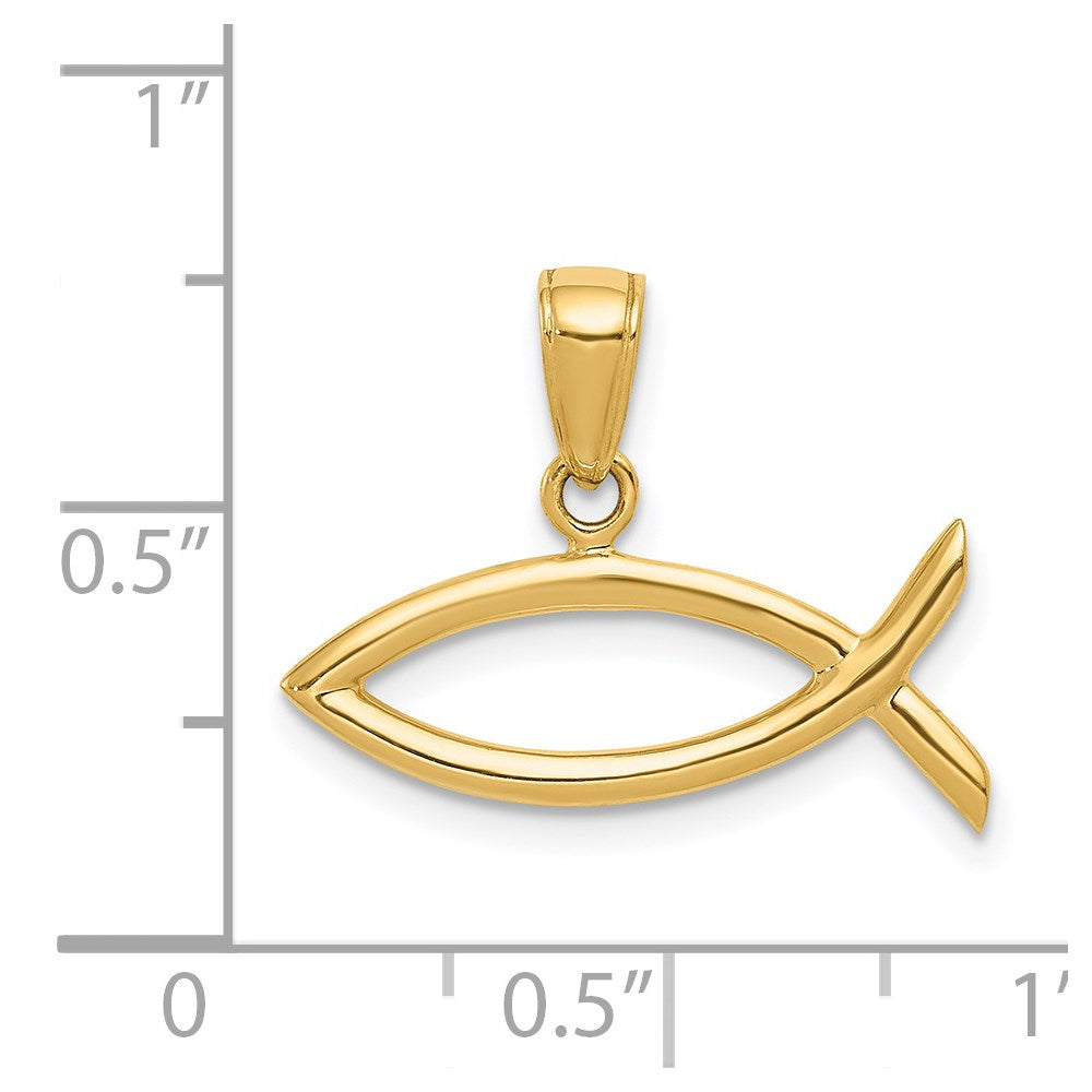 Gold Ichthus Fish Pendant Necklace - Christian Religious Jewelry for Women & Men - D3742 - Perfect for Baptism, Church, and Daily Faith Wear