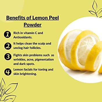 ASGTRADE 100% Organic Natural Lemon Peel Powder for Face Care & Skin Brightening - Chemical-Free Exfoliator & Cleanser | DIY Skincare, Facial Scrub, Natural Skin Whitening Treatment