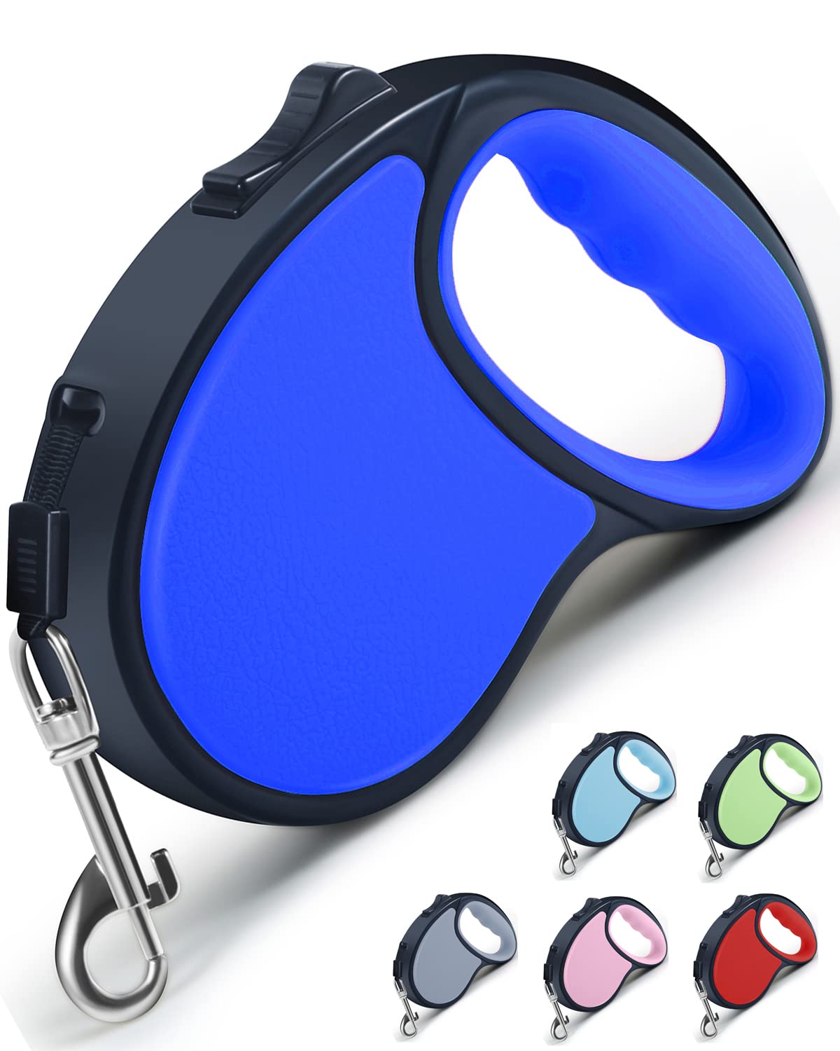 Retractable Dog Leash for Small & Medium Dogs - 16ft Strong Nylon Tape with One-Hand Lock, Tangle-Free 360° Design & Anti-Slip Handle - Perfect for Walking, Training & Outdoor Adventures (Navy Blue Gift Package)