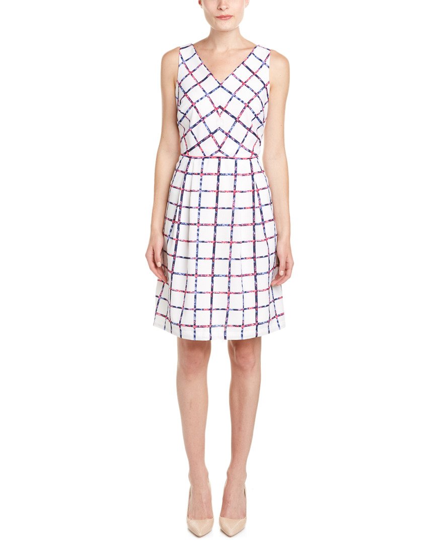 Donna Ricco Women's Sleeveless Windowpane Print Fit & Flare Dress - Perfect for Summer Parties, Weddings & Office Wear