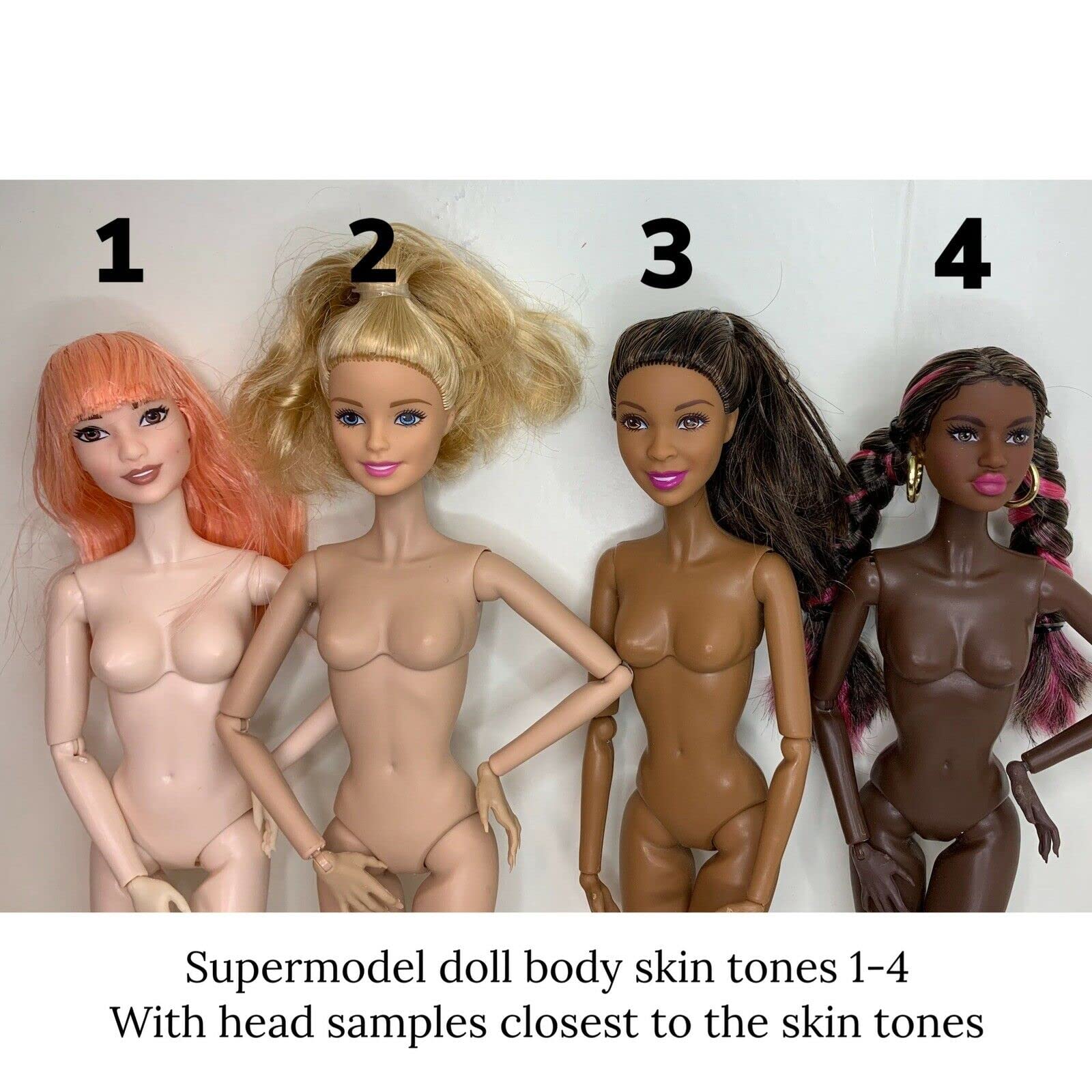12 Inch DIY OOAK Fashion Doll Bodies - 4 Pack Multiracial Articulated Posable Replacement Dolls for Repair & Customization | Perfect for Collectors, Supermodel Dolls & Craft Projects | Includes 4 Skin Tone Variety Pack by Eledoll