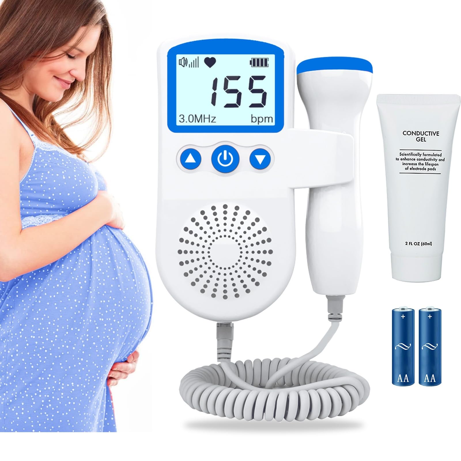 Best Baby Doppler Fetal Heart Monitor for Pregnancy - Portable Ultrasound Device to Hear Baby's Heartbeat at Home - Perfect for Expecting Mothers & Parents