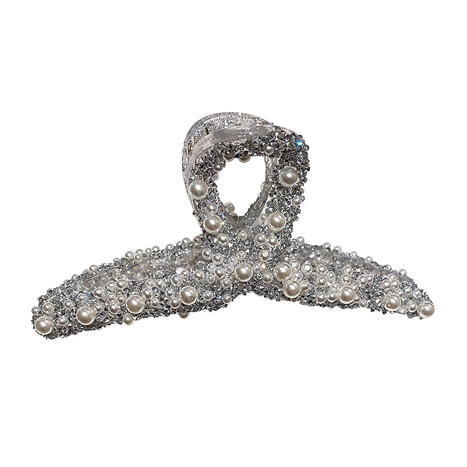 Wrtgerht Large Hair Claw Clips - 3 Pack Strong Grip Hair Accessories for Women, Pearl Hairpins for Straight & Curly Hair - Perfect for Work, Parties & Everyday Styling