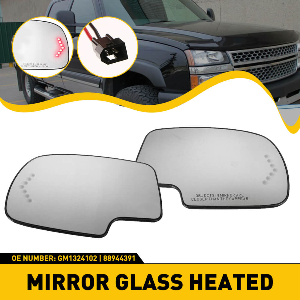 2003-2007 Cadillac Chevrolet GMC Heated Side Mirror with Turn Signal - Anti-Fog Defrost Glass for Winter Driving & Safety