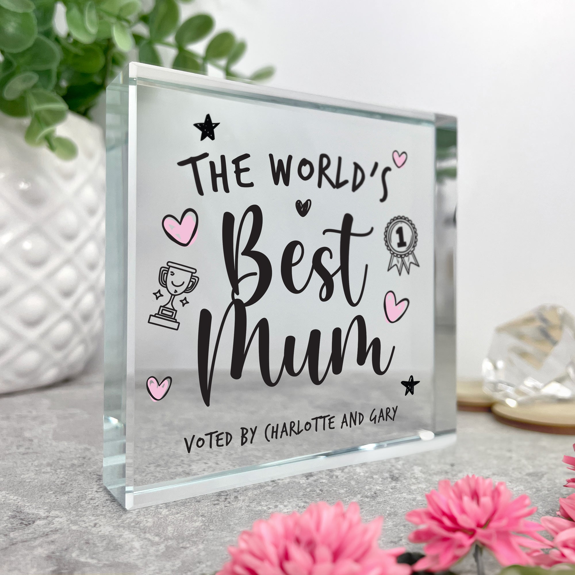 Personalized 'World's Best Mom' Crystal Keepsake Gift - Perfect for Mother's Day, Birthday & Anniversary Celebrations