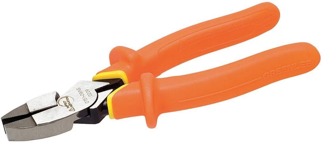 Greenlee 0151-09-INS 9-Inch Insulated Side-Cutting Pliers - Orange Handle, VDE Certified for Electrical Work - Perfect for Electricians, DIY Projects & Home Repairs