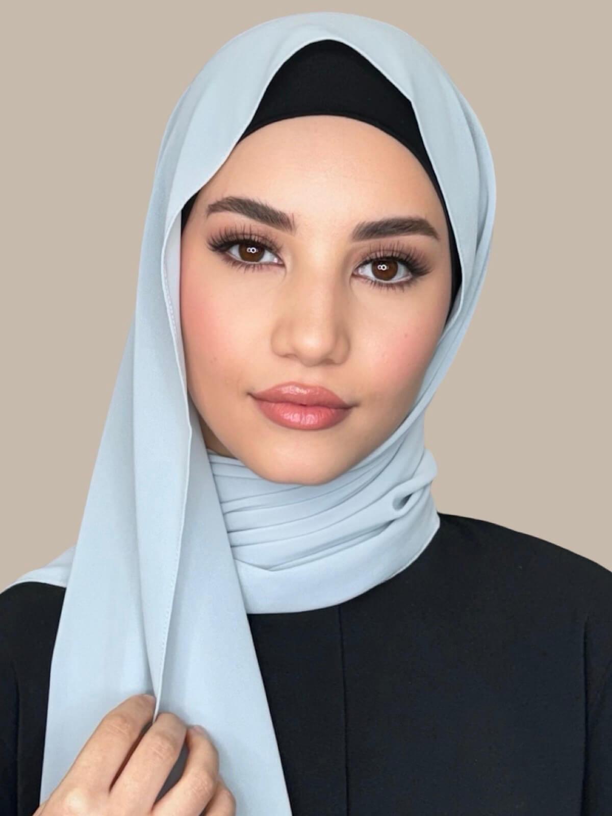 Elegant Classic Chiffon Hijab Scarf - Soft Pale Grey Shawl for Women | Perfect for Daily Wear, Prayer, and Special Occasions