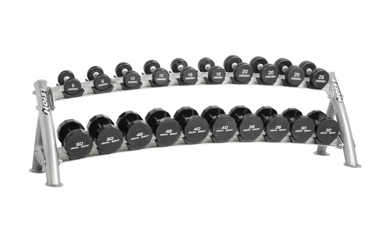 Hoist 2-Tier Horizontal Dumbbell Rack (CF 3461-2) - Holds 10 Pairs of Weights - Perfect for Home Gym & CrossFit Training