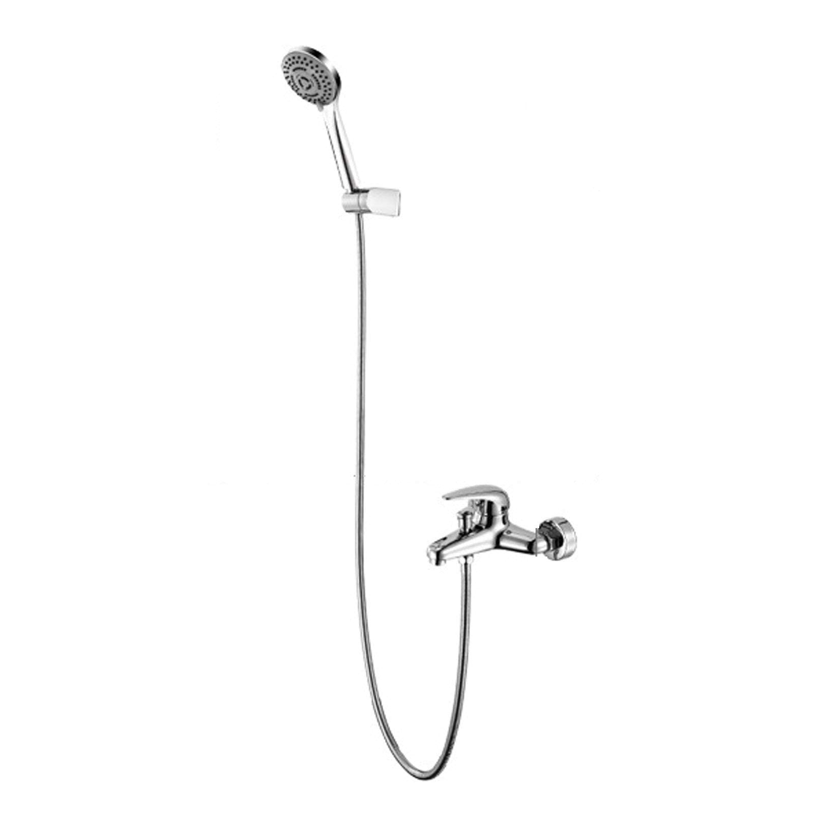 GELISURE Wall Mounted Shower System - Modern Silver Shower Head with Handheld Sprayer, Adjustable Shower Mixer Tap and Hose - Perfect for Bathroom, Hotel, Gym & Home Use by Adults