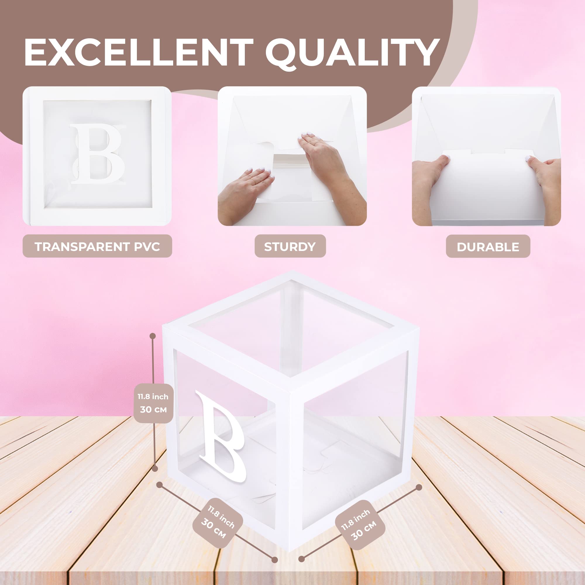 Baby Shower Letter Blocks - 4 Clear Acrylic Boxes & 8 Wooden Letters for Gender Reveal, Nursery Decor, and Newborn Photography Props | Perfect for Baby Shower Decorations, Birthday Parties, and Nursery Room Styling