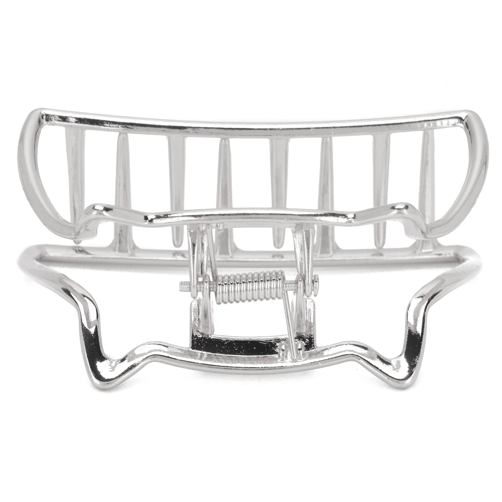 Strong Hold Jaw Clips Hair Barrettes - Elegant Metal Hair Clamps for Parties & Styling (Bright Silver)