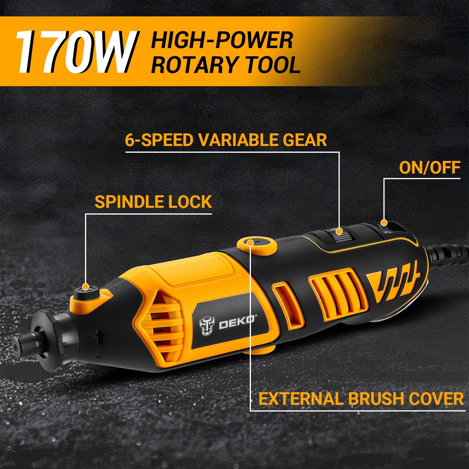 DEKOPRO 110V Electric Rotary Tool Kit with Flex Shaft - Multi-Purpose Power Tool for Woodworking, Metal Engraving, Carving, Cutting, Sanding & Polishing - Perfect for DIY Crafts, Jewelry Making & Home Repair Projects