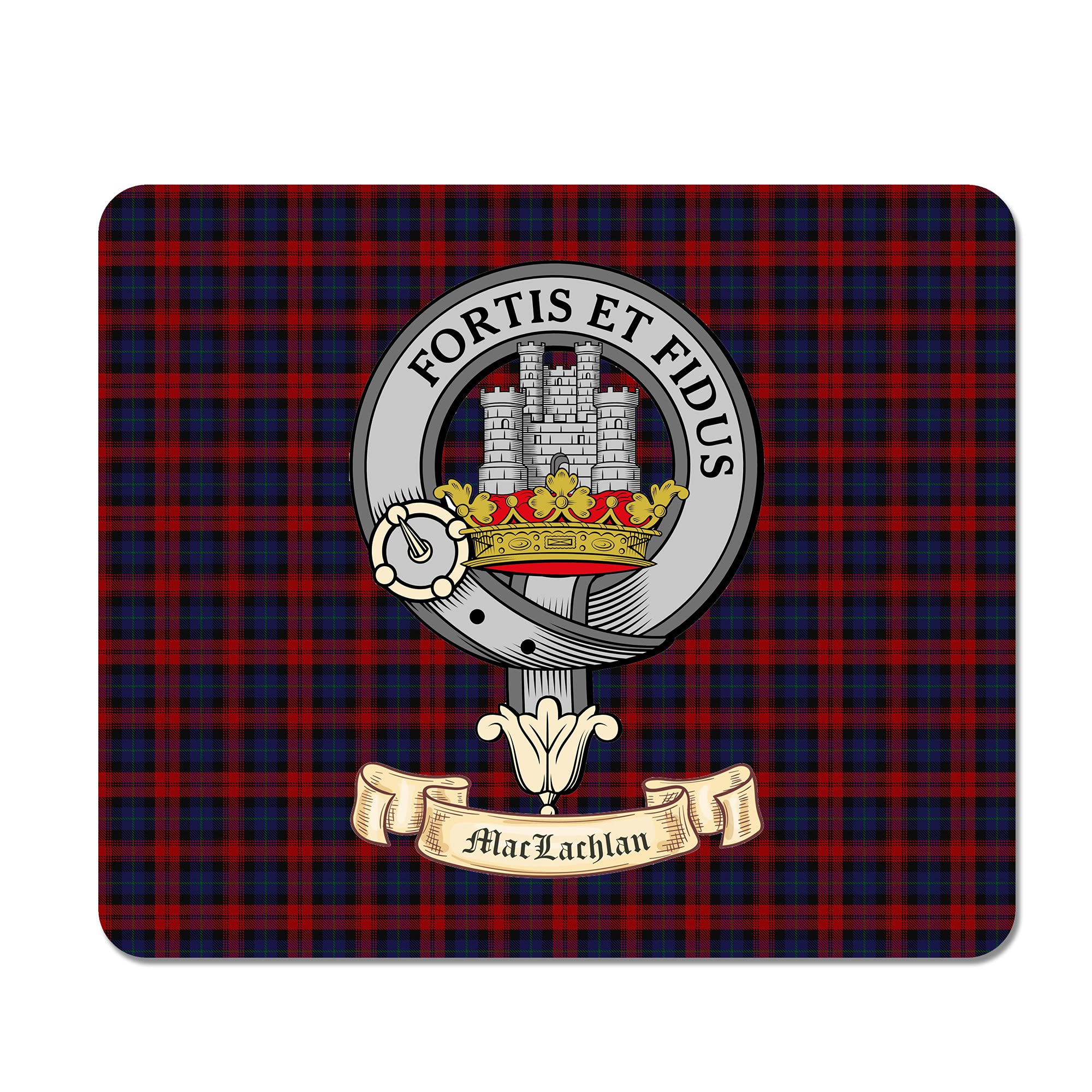 MacLachlan Scottish Clan Tartan Mouse Pad with Clan Crest - Premium Non-Slip Desk Accessory for Office, Gaming & Home Computer Use