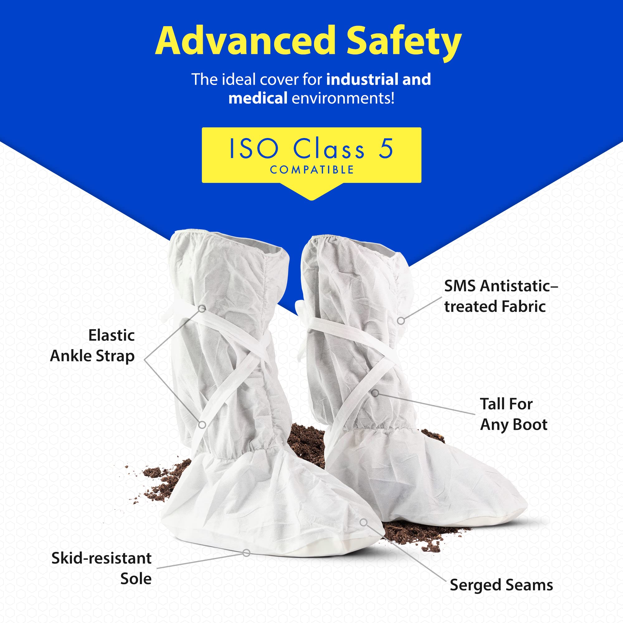 **Quest Disposable Shoe Covers - Non-Slip Indoor Boot Covers for Shoes & Boots with Secure Straps - Large Pack of 25 Pairs - Ideal for Hospitals, Clean Rooms & Home Use**
