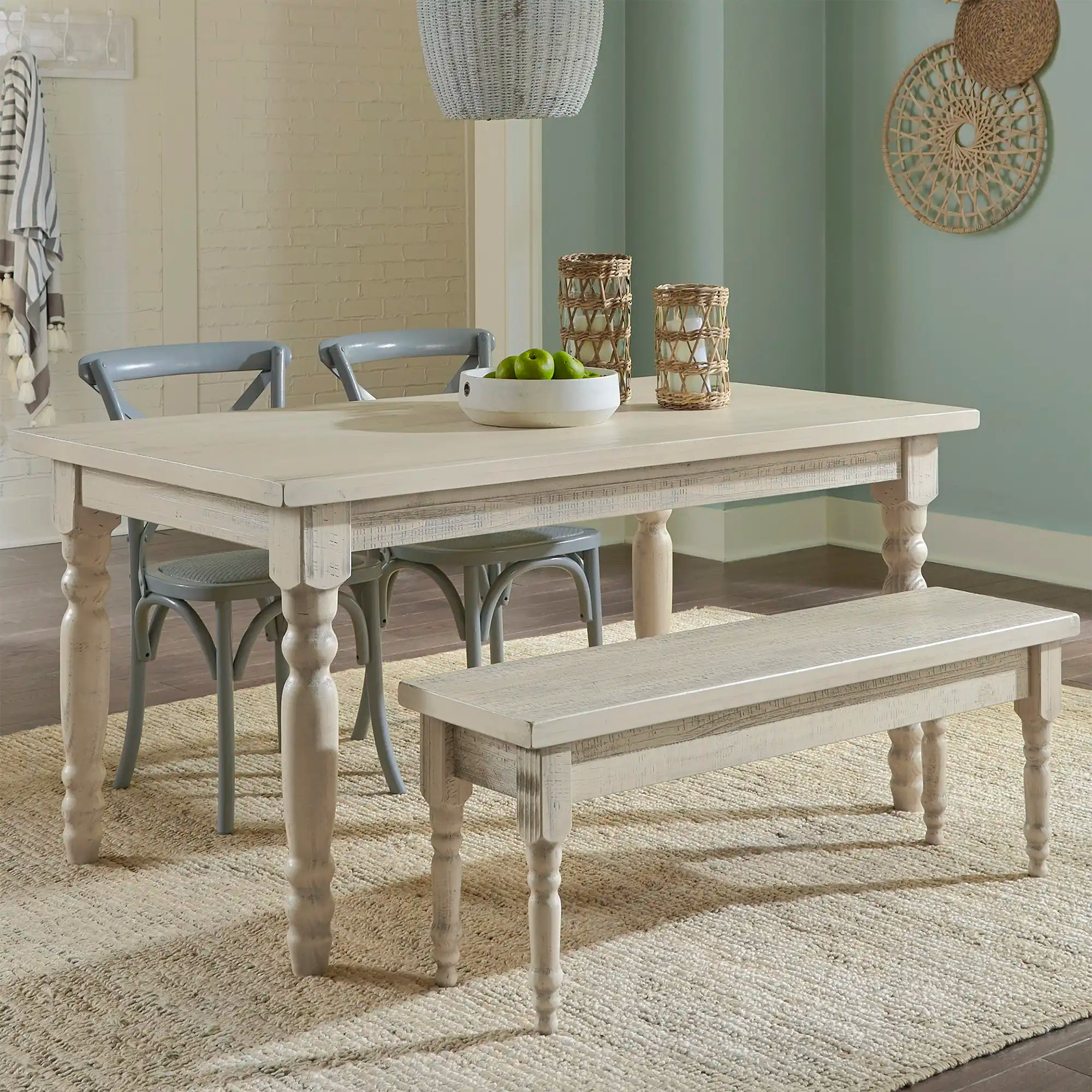 Valerie 3-Piece Dining Set with Table & Bench - Perfect for Small Spaces, Kitchens, and Breakfast Nooks | Modern Farmhouse Style Furniture for Home & Apartment