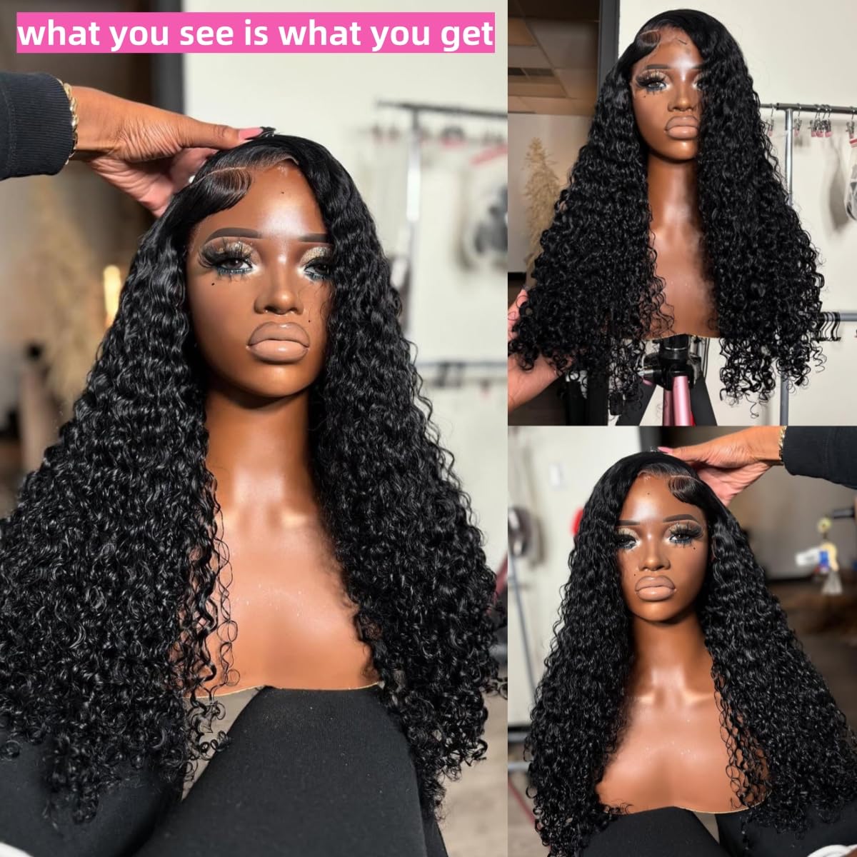 5x5 HD Lace Closure Wigs 100% Human Hair 220 Density Pre Bleached Tiny Knots Glueless Deep Wave Wig 24 Inch - Ready to Wear Curly Wigs for Black Women | Natural Look for Daily Wear & Special Occasions