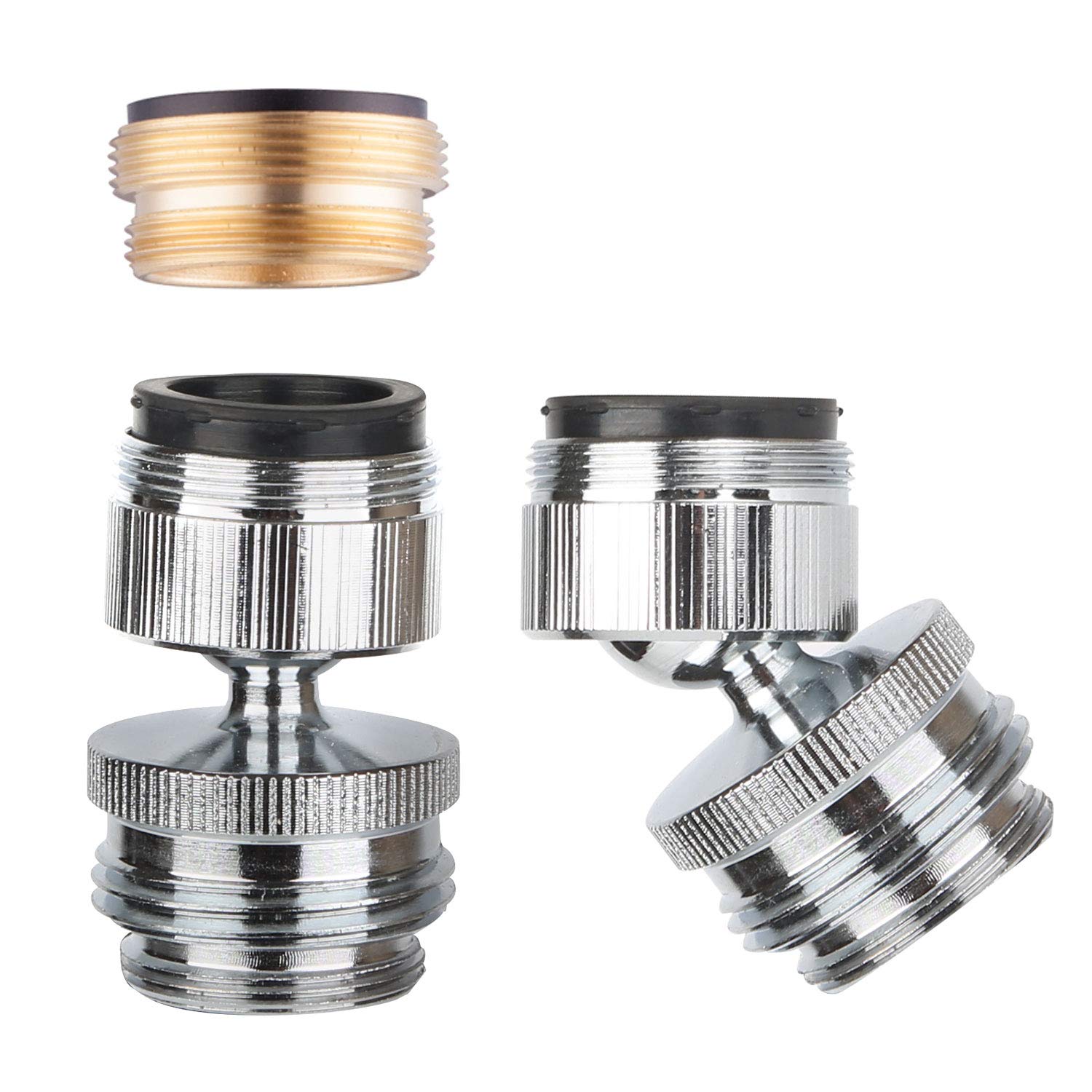 Hibbent 3/4 Inch Chrome Faucet Adapter Kit - Swivel Aerator to Garden Hose Connector for Kitchen Sink - Multi-Thread Universal Fit - Perfect for Outdoor Watering, Car Washing & Pet Bathing