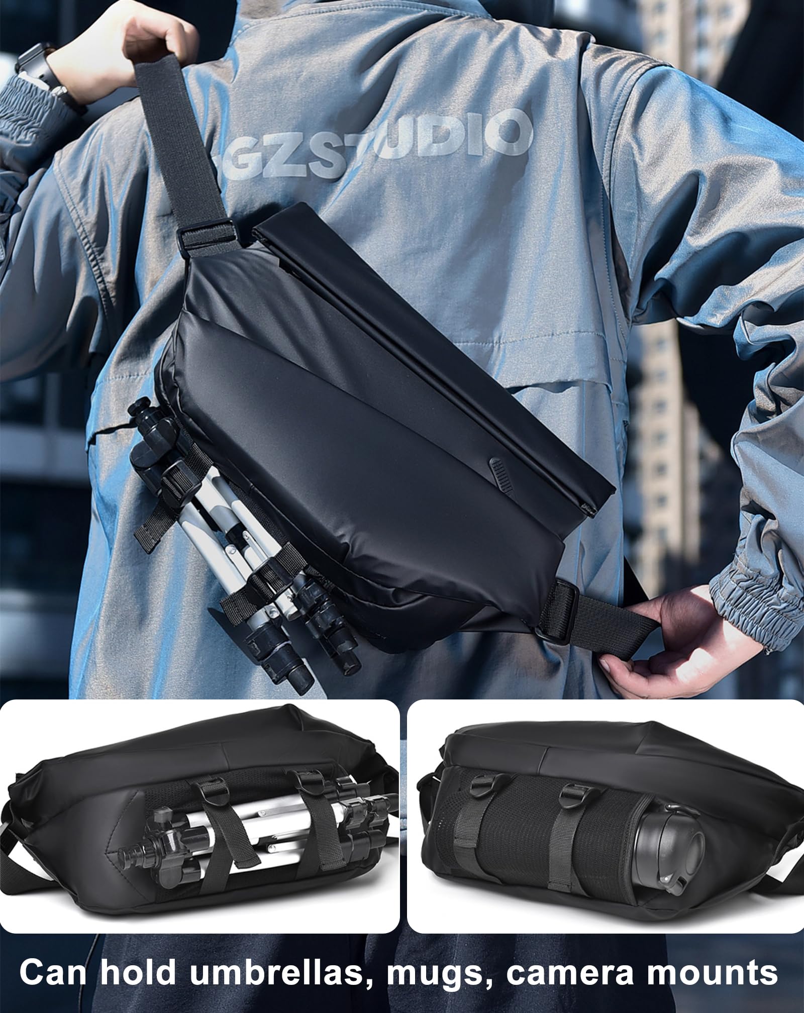 Men's Waterproof Messenger Sling Bag - Travel Crossbody Chest Pack for Hiking & Commuting