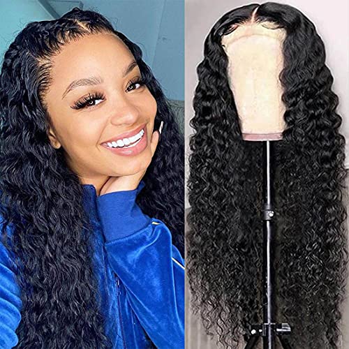 13x4 Brazilian Virgin Human Hair Lace Front Wig - Glueless Deep Wave HD Lace Wig with Baby Hair for Black Women | 16 Inch Natural Color 180% Density | Perfect for Daily Wear, Special Occasions & Protective Styling