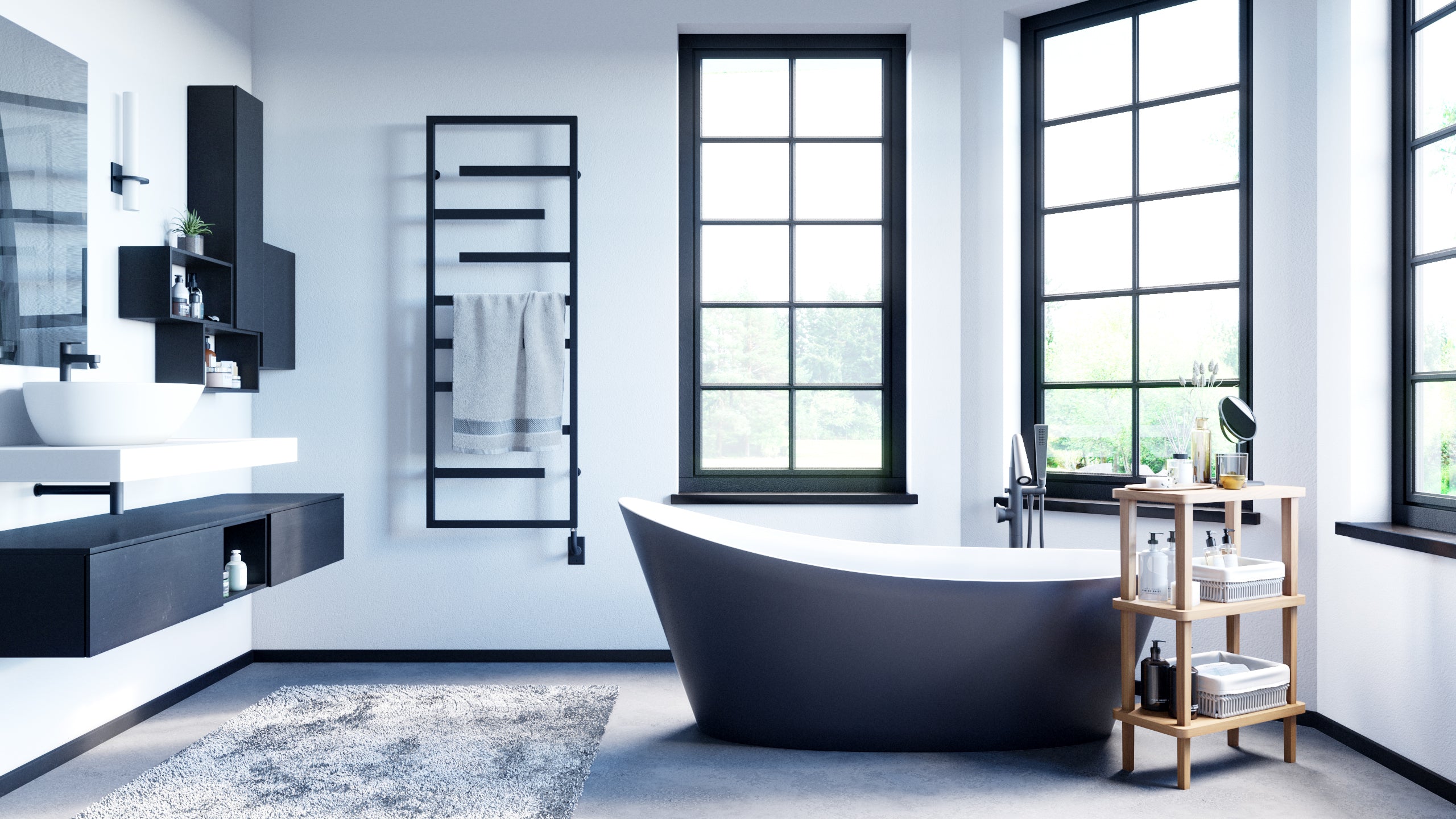 Tuzio 23.5x47.5 Inch Vasto Electric Hardwired Bathroom Towel Warmer - Perfect for Spa, Luxury Hotels & Modern Home Heating