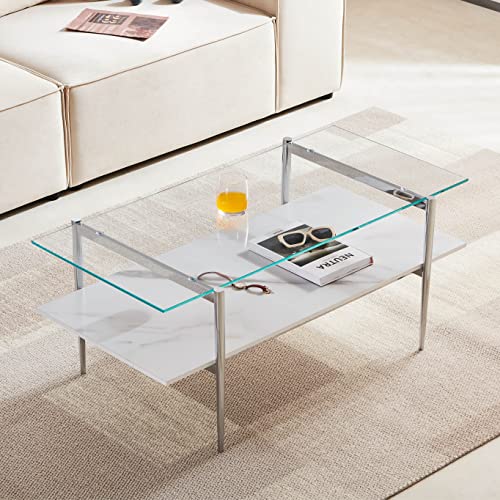 Chrome Frame & Clear & White Marble