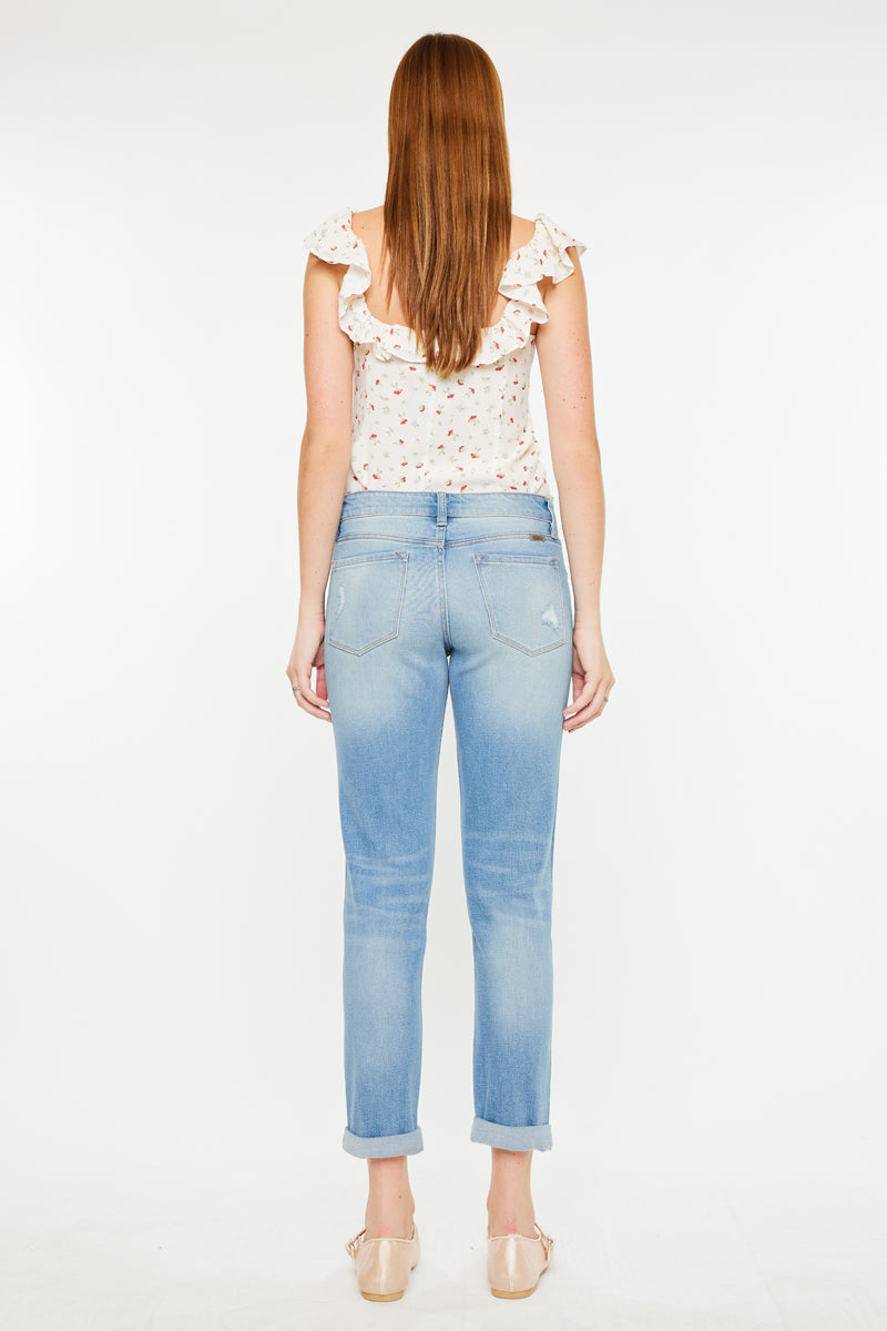 Luxanna Mid Rise Slim Boyfriend Jeans for Women - Comfortable Stretch Denim Pants - Casual Everyday Wear for Work, Shopping & Outings