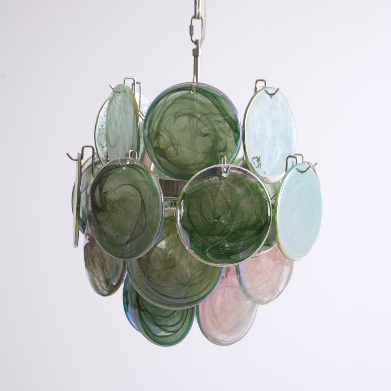 Lunaria Disc Murano Glass Chandelier - Elegant Italian Handmade Lighting Fixture for Dining Room, Living Room & Bedroom Decor