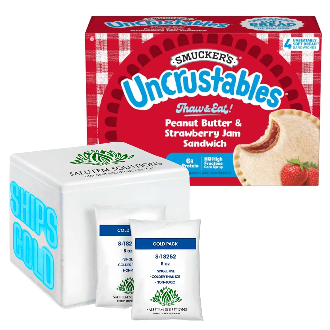 Uncrustables Peanut Butter & Strawberry Jam Frozen Sandwiches - 16 Packs (64 Count) | No-Crust PB&J Snacks for Kids Lunch, School, Picnics & On-the-Go
