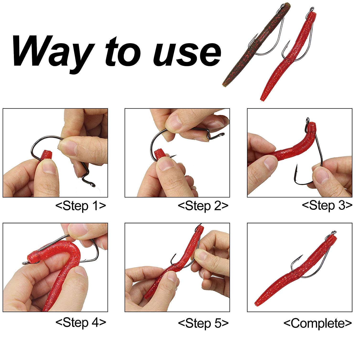 20pcs Wide Gap Fishing Hooks - High Carbon Steel Worm Hooks for Bass, Saltwater & Freshwater Fishing - Strong Bait Jig Hooks for Soft Plastic Worms, Lures - Perfect for Shore Fishing, Boat Fishing & Ice Fishing