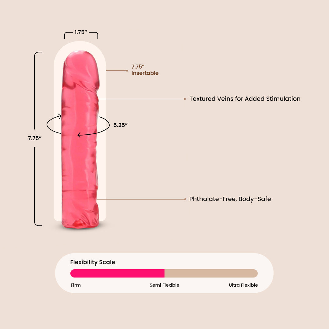 Crystal Jellies® 8 Inch Classic Dildo - Firm & Flexible Silicone Adult Toy for Couples & Solo Play - Perfect for Sensual Massage, Spicing Up Relationships & Personal Pleasure