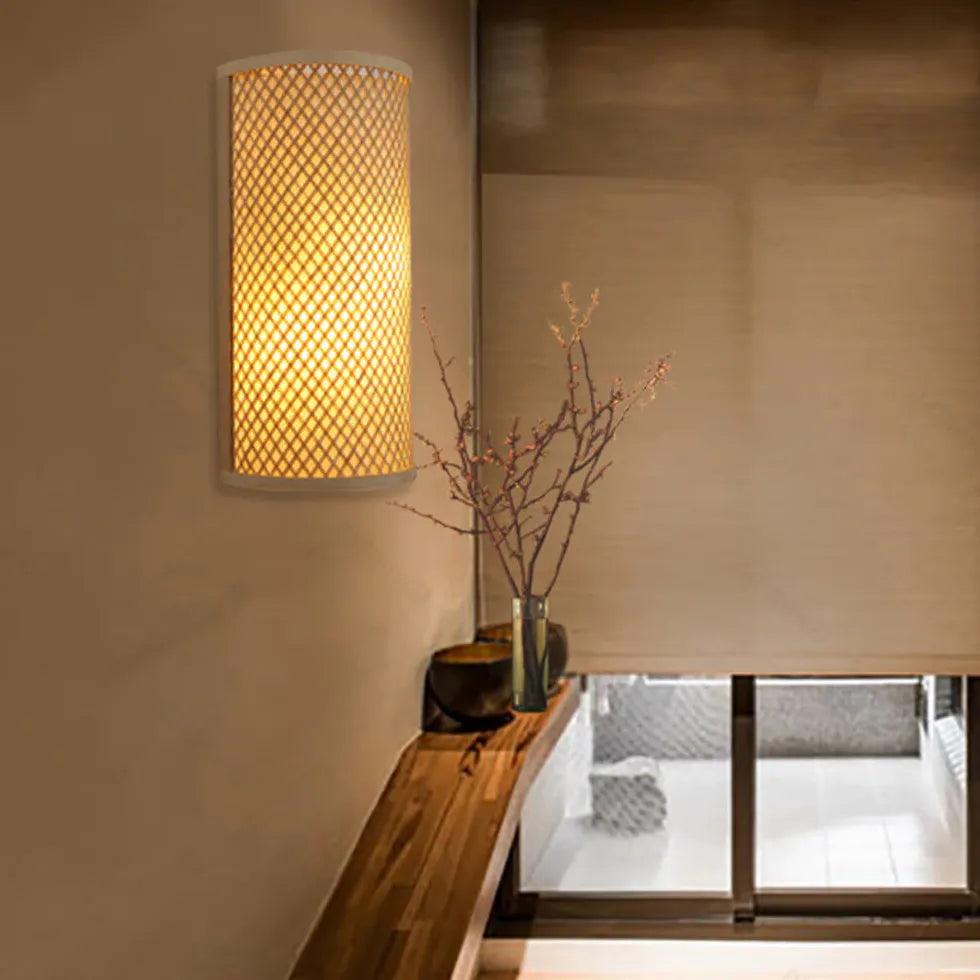 Elegant Vertical Slender Rattan Wall Lamp - Boho Chic Home Decor Lighting for Living Room, Bedroom & Dining Area - Perfect for Creating Cozy Ambiance