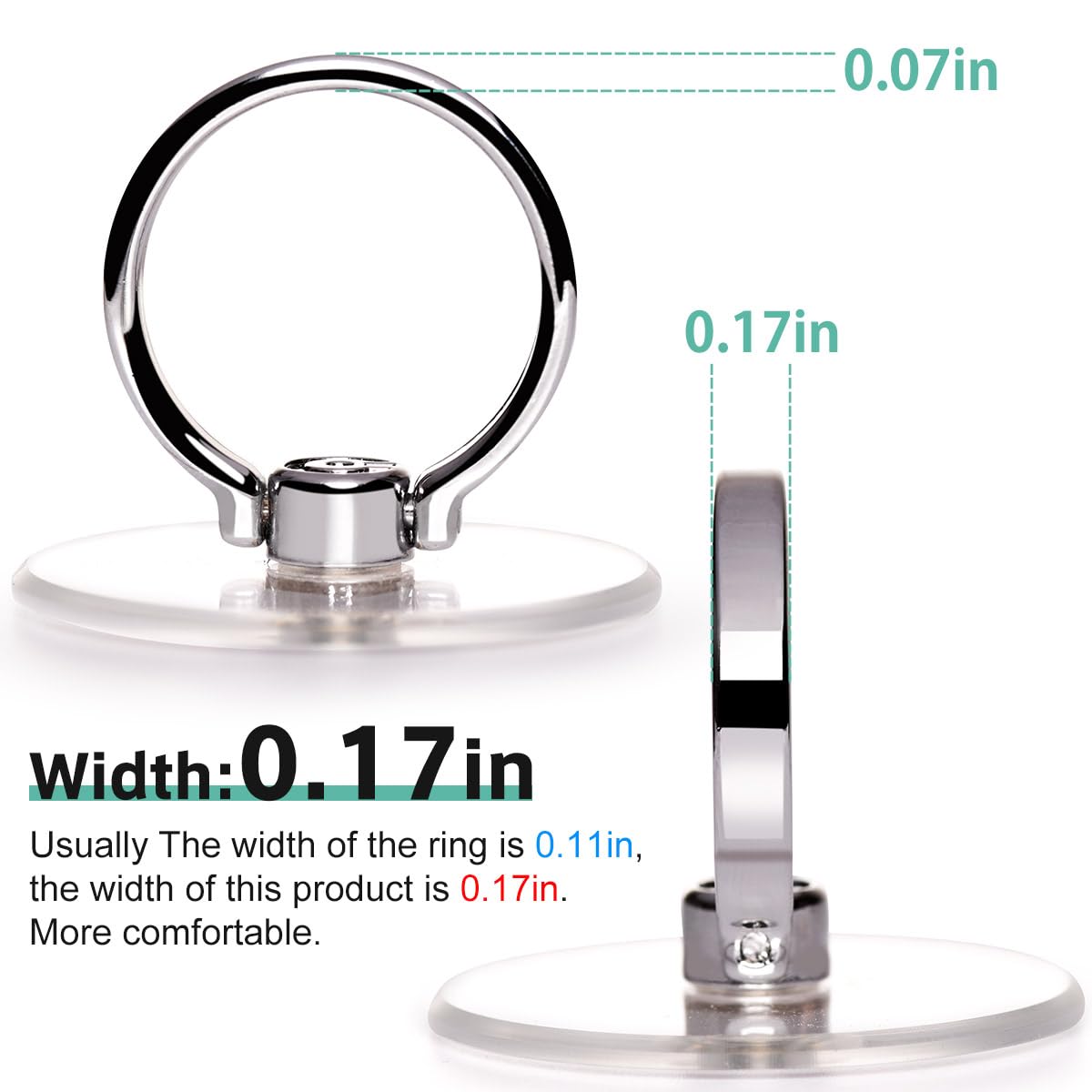 EI Sonador Clear Transparent Phone Ring Holder - 2 Pack Black, Finger Grip & Stand for Cell Phones | Perfect for Hands-Free Viewing, Secure Grip While Shopping or Commuting