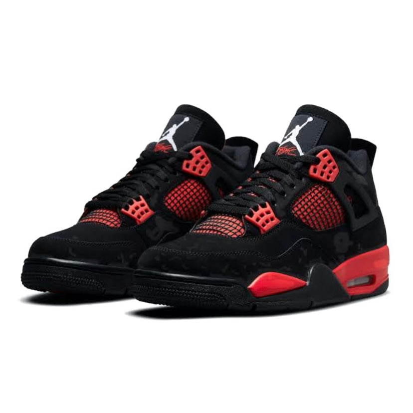 Air Jordan 4 Retro Red Thunder Black Multi-Color Basketball Shoes - Men's High-Top Sneakers for Streetwear & Sports Performance