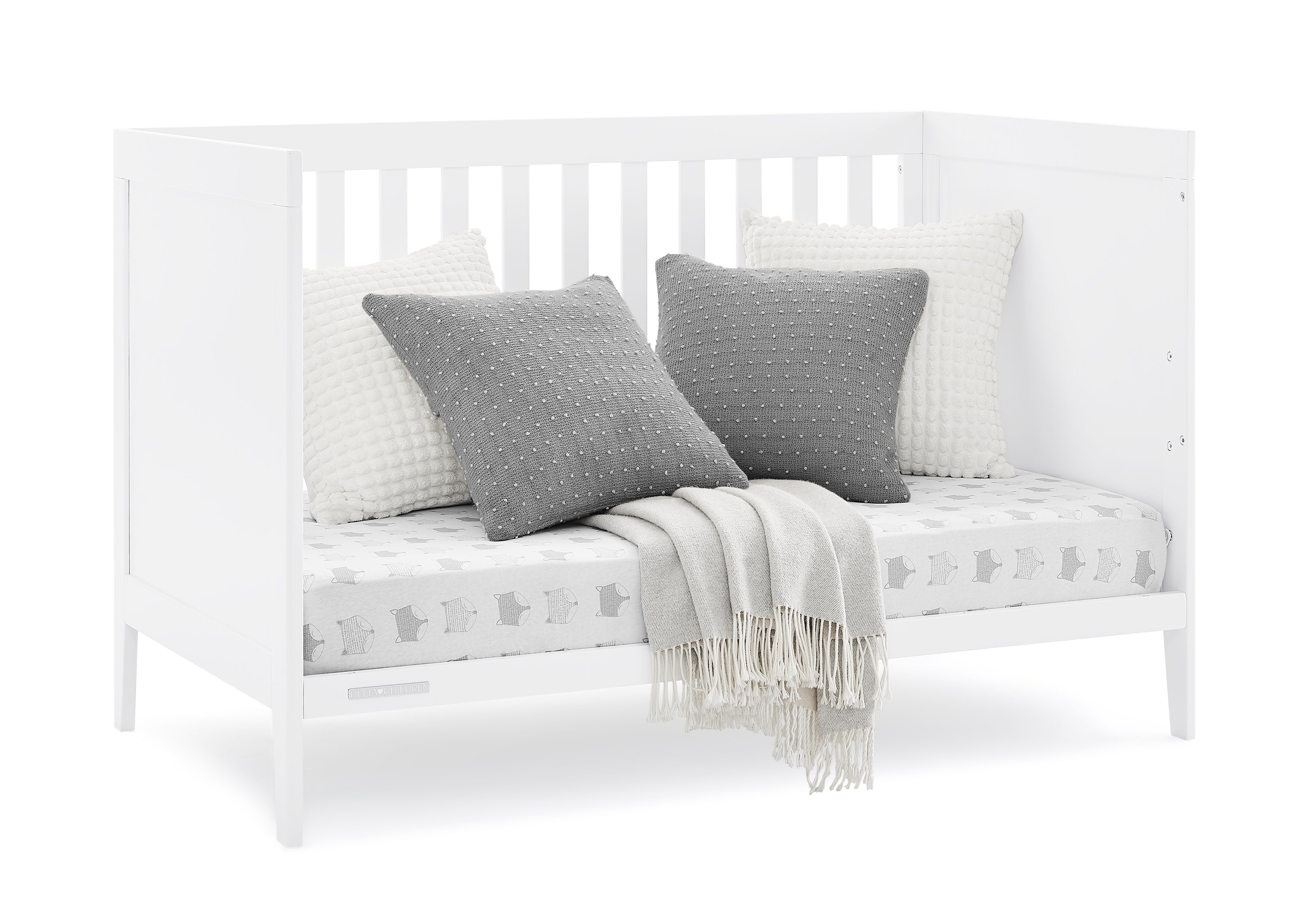 Hayes 4-in-1 Convertible Baby Crib - White Nursery Furniture for Newborn to Toddler Bed | Perfect for Modern Nursery, Bedroom & Daycare Centers