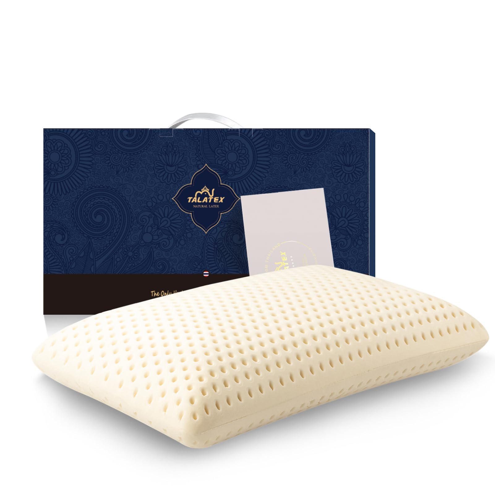 100% Natural Talalay Latex Pillow - Hypoallergenic & Pressure Relieving, Chemical-Free No Memory Foam, Breathable Removable Tencel Cover - Ideal for Side Sleepers, Neck Pain Relief & Luxury Bedding Gift