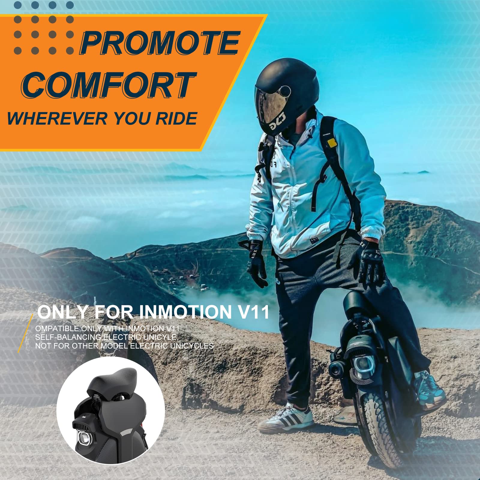 Inmotion V11 Electric Unicycle Seat & Power Pads & Honeycomb Pedals Set - Comfort Upgrade for Commuting, Urban Travel & Outdoor Adventures